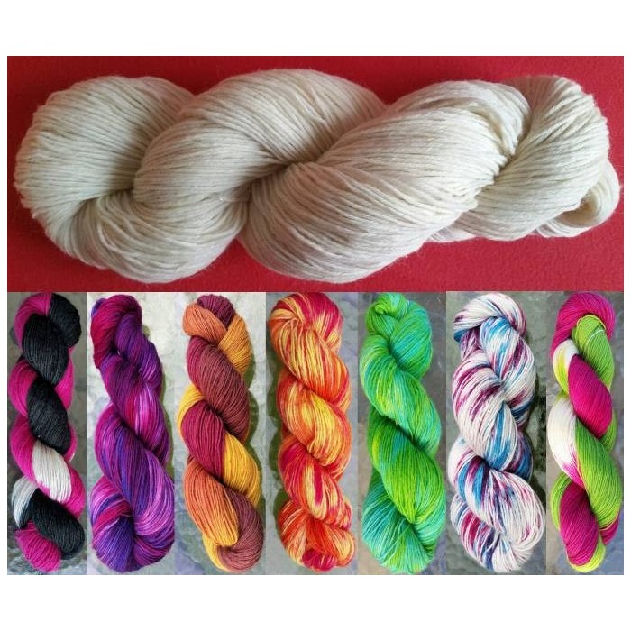 Wolle Natur zum Färben, 4-fach, 100g Strang